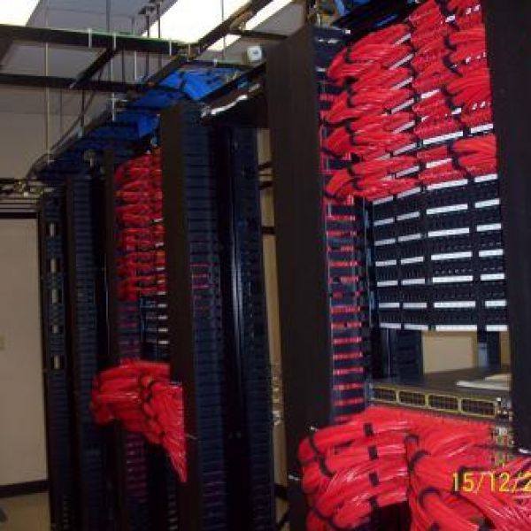 Network cables neatly organized into racks.